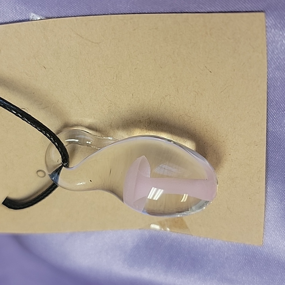 N6 Light Pink - Handblown Glass Mushroom Necklace - Picture 2 of 4